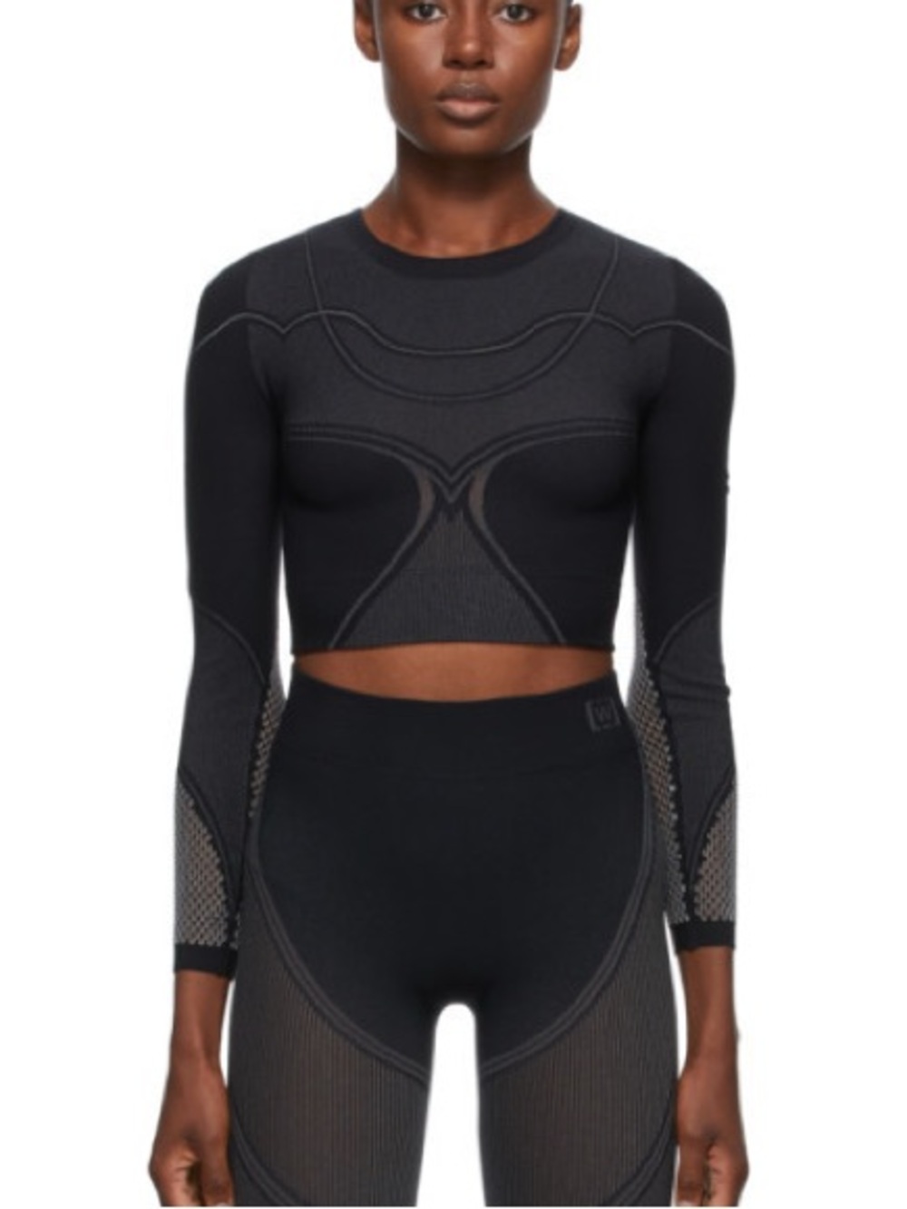 Wolford Zen Cropped Long Sleeve Top Black Size Medium